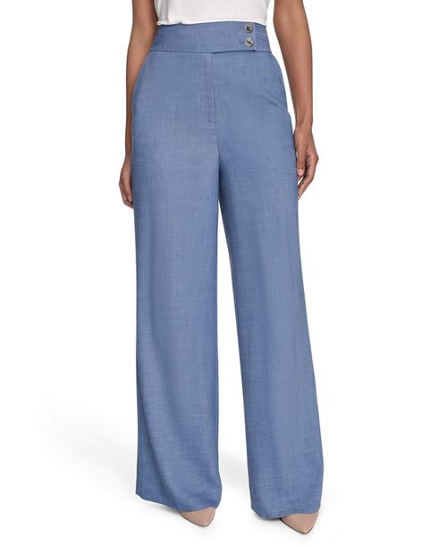 Women's Faux-Denim High Rise Wide-Leg Pants - Light Indigo
