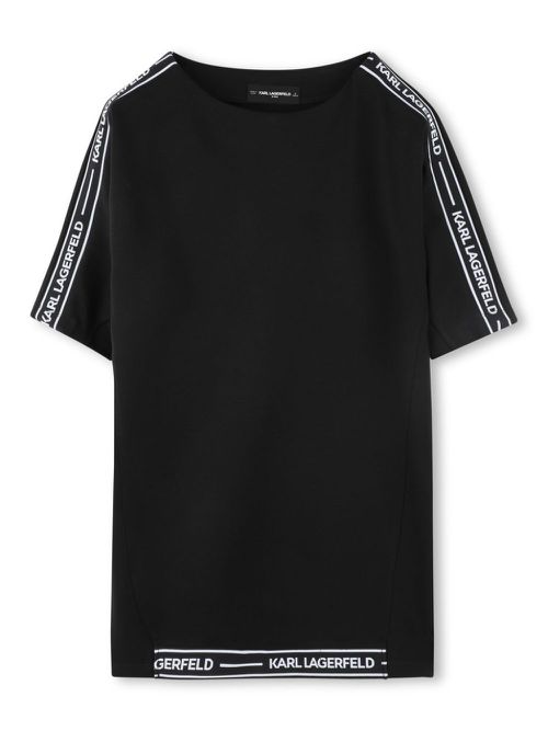 Logo-tape dress - Black