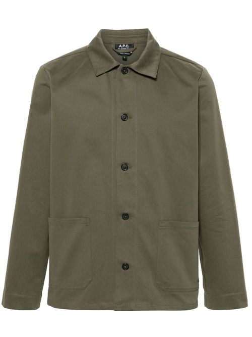 Cotton twill shirt jacket - Green