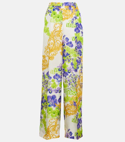 Floral silk pants