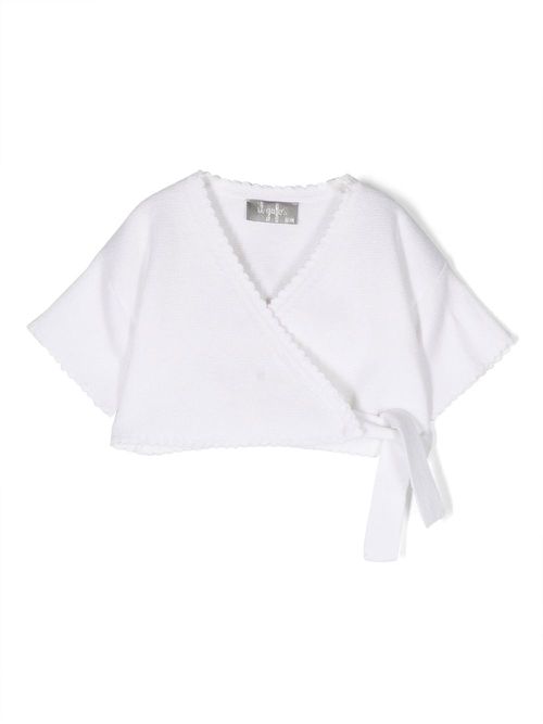 Wrap-design cotton top - White
