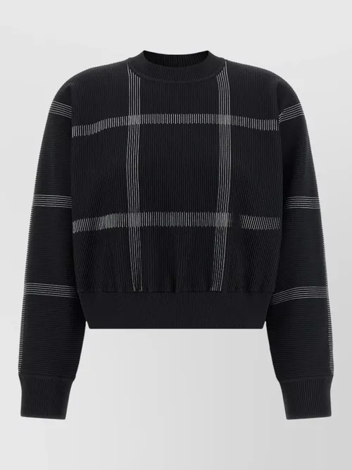 Pleats Please Issey Miyake - crossing knit crew neck check sweater