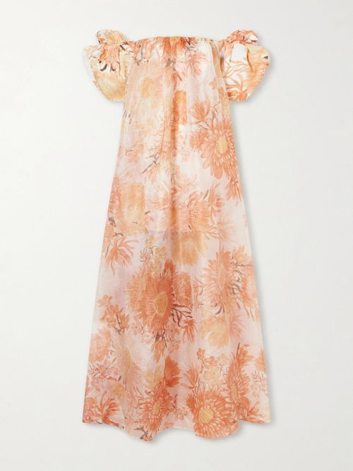 Cosette Ruffled Organza Gown - Orange