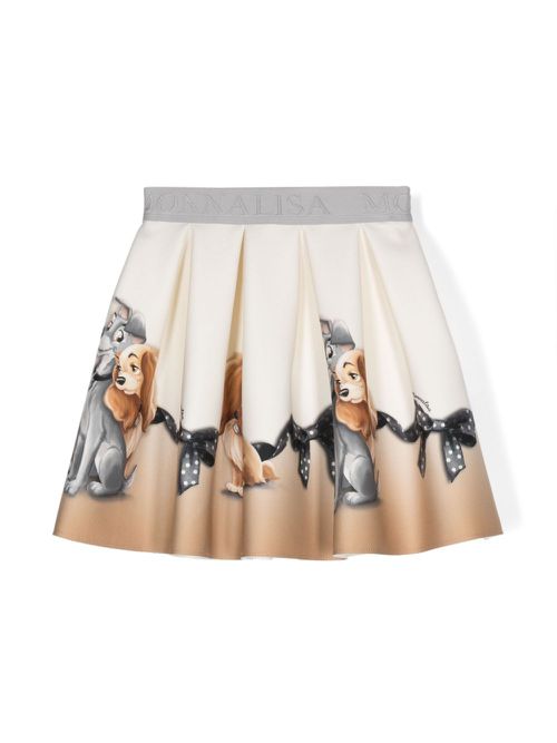 Graphic-print pleated skirt - White