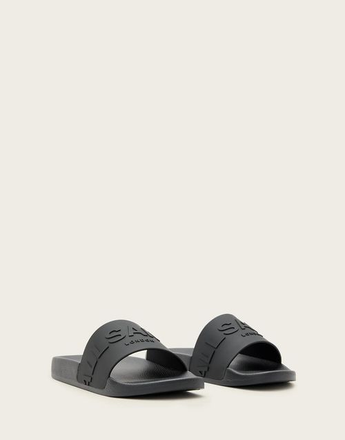 AllSaints Biggy tonal logo rubber slides in black