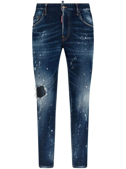 Distressed skinny-cut jeans - Blue