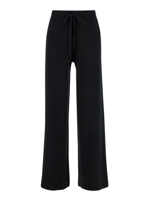 Black Relaxed Pants With Drawstring In Fabric Woman