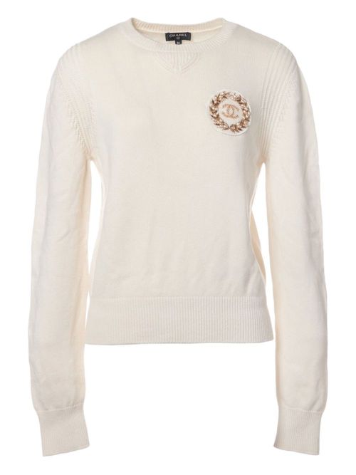 CHANEL Pre-Owned 2020 Coco Mark sweater - White