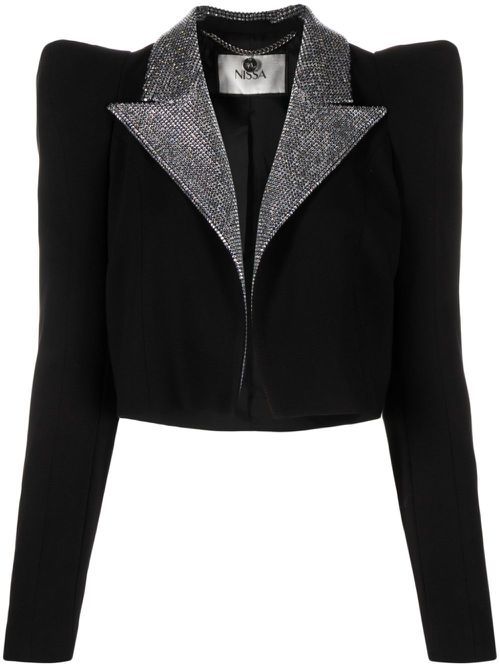 Crystal-embellished cropped blazer - Black