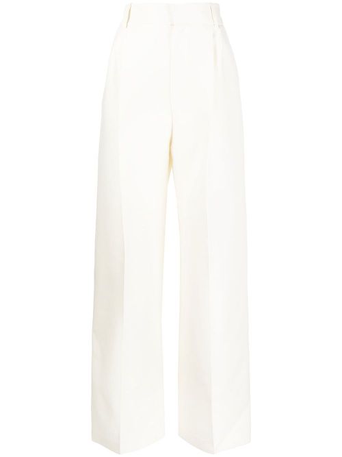 Pleat-detail tailored trousers - White
