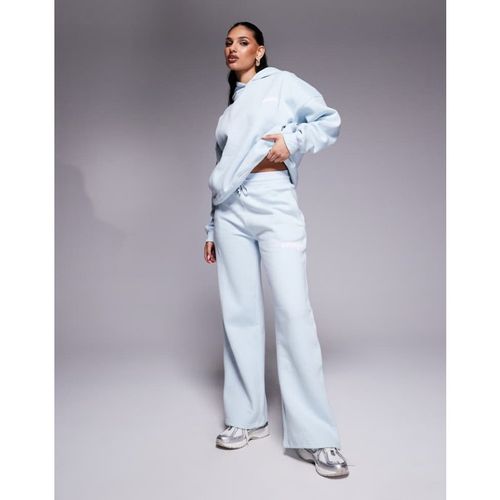Kaiia Womens cotton blend logo deep waistband wide leg jogger co-ord in mint - Green