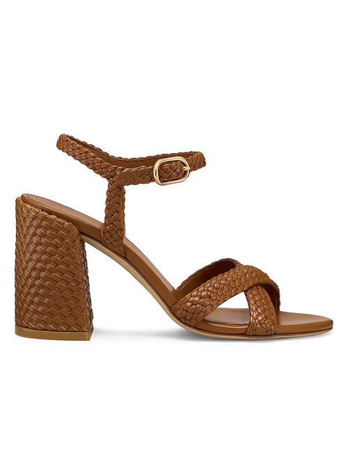 Women's Alyssa 85MM Woven Leather Block-Heel Sandals - Boho Tan