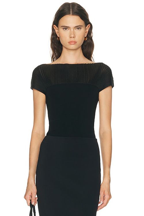 House of Dagmar Contrast Knit Top in Black - Black. XS also in L