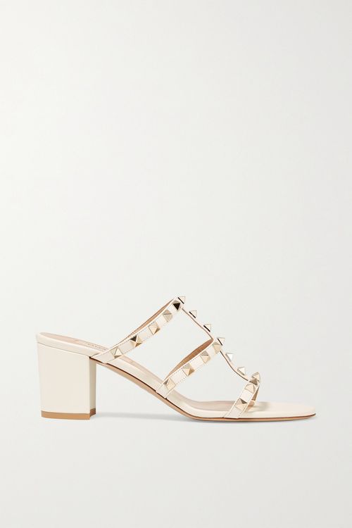 The Rockstud 60 Leather Mules - Ivory