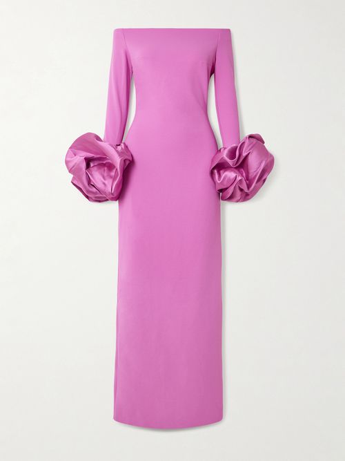 Talia Off-the-shoulder Faille-trimmed Crepe Gown - Pink