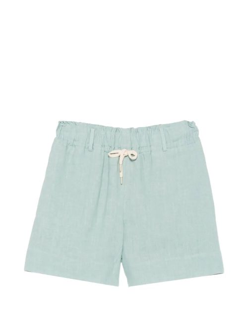Linen Elasticated-Waist Shorts — Sage Green