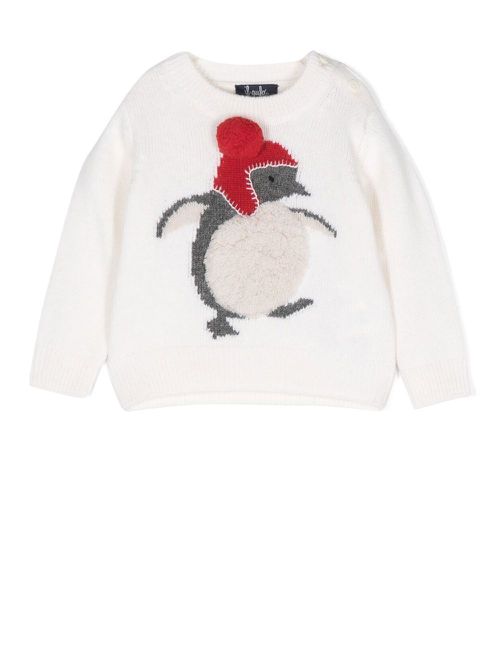 Patch-detail crew neck jumper - White
