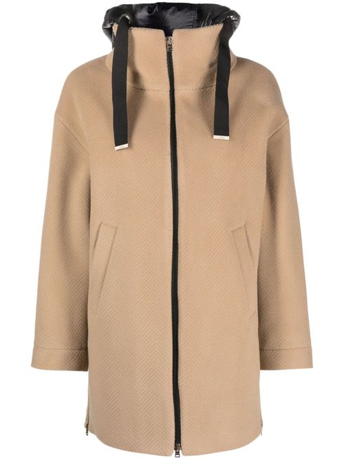 Zip-up hooded coat - Neutrals