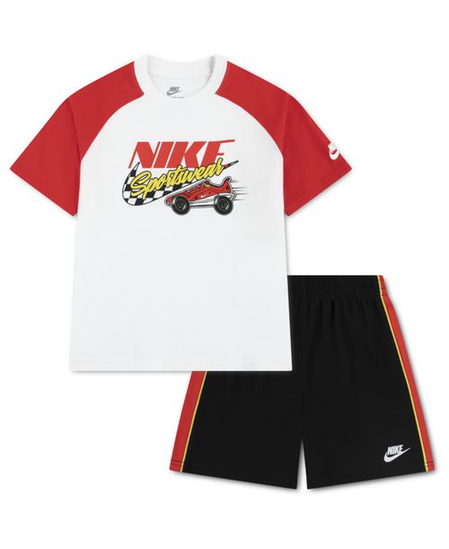 Boys' 4-7 Victory Lap Crewneck T-Shirt and Mesh Shorts, 2-Piece Set - Black, White, Red
