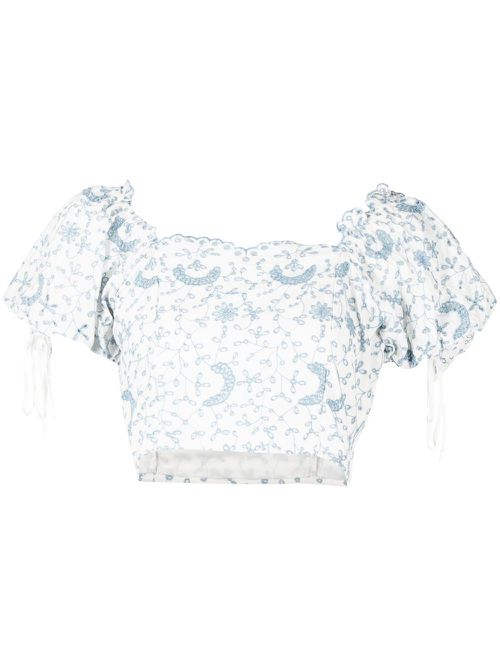 Melina broderie-anglaise crop top - White