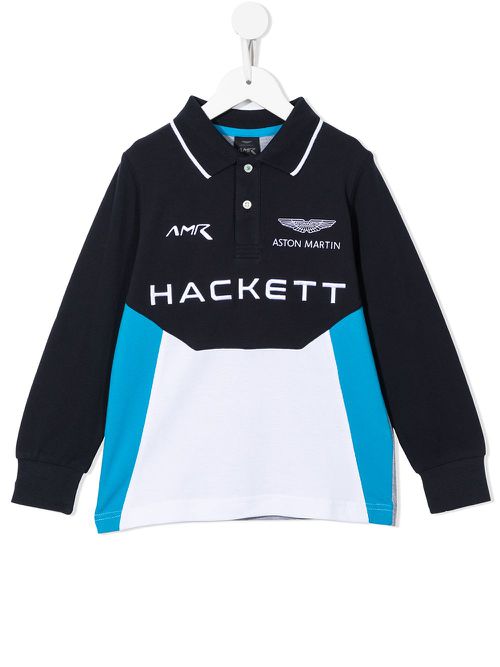 Logo-printed colour-block polo shirt - Blue