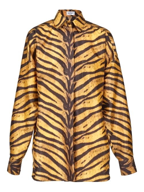 Tiger-Stripe Silk Shirt — Yellow