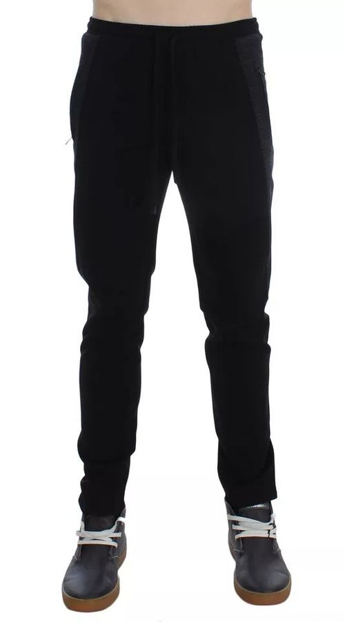Wool Blend Casual Trousers — Black