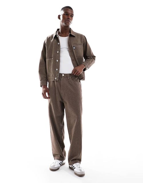 Co-ord baggy fit trousers in brown stripe