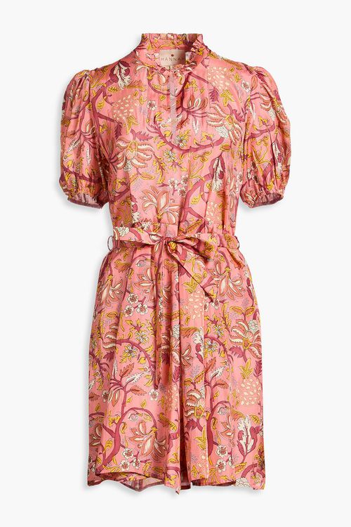 Gaia floral-print silk-satin mini dress - Pink - 2