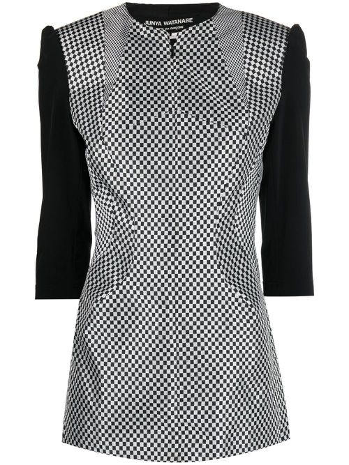 2000s checkerboard-print jacket - Black