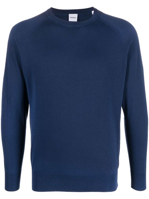 Crew neck long-sleeved jumper - Blue