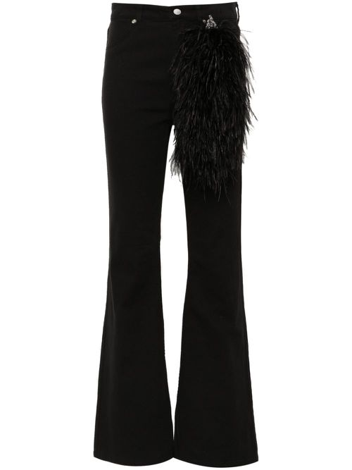 Feather-detail jeans - Black