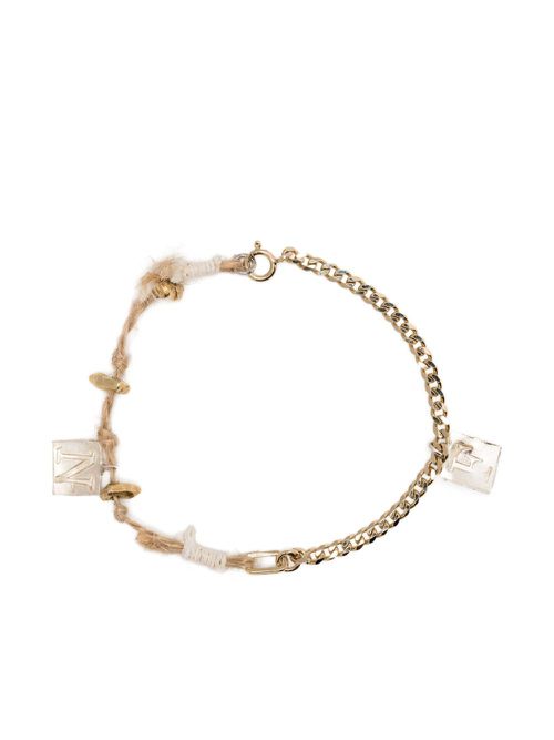 Logo-charm curb-chain necklace - Brown