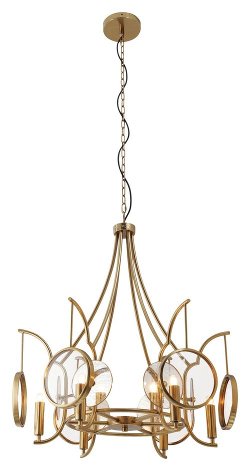 Brass Antq Six Light Chandelier from the Into Focus Collection