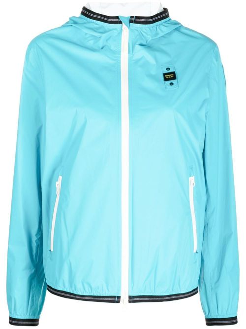 Logo-patch bomber jacket - Blue
