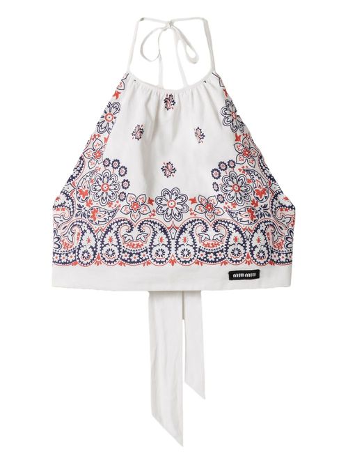 Paisley crop top - White