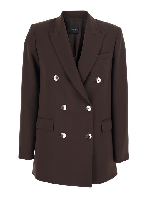 Double-Breasted Tailored Blazer — Brown