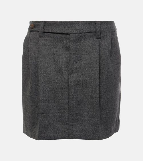 Pleated virgin wool miniskirt
