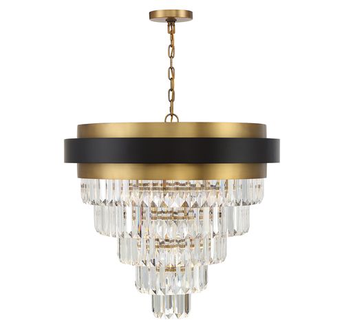 Marquise 9-Light Chandelier in Matte Black with Warm Brass Accent
