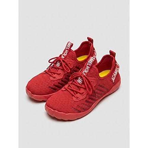 Lightinthebox Tênis feminino vermelho em mesh com detalhes em cadarço - calçado casual de ajuste largo, respirável e leve, ideal para usar descalço o dia todo e caminhar. v