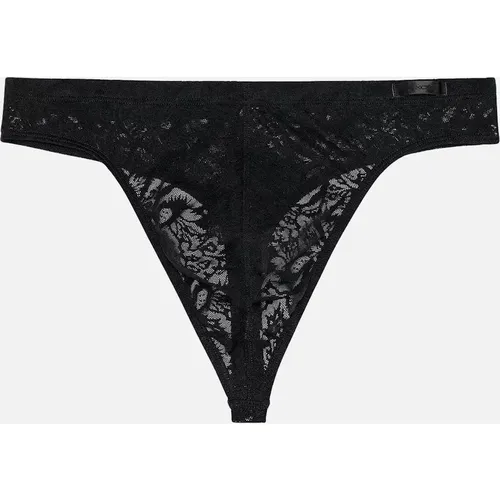 Hom Men's Temptation Free Cut Lace G-String, Black