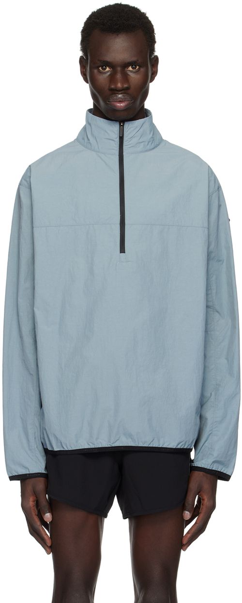 District Vision Blue Recycled Half-Zip Shell Jacket