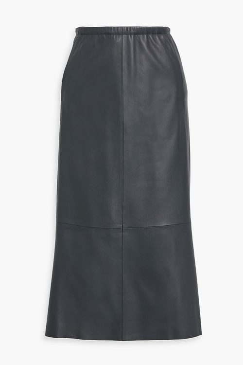 Leather midi skirt - Gray - M