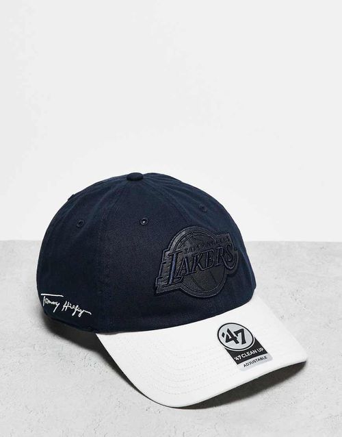 47 Brand x Tommy x LA Lakers MLB logo detail contrast clean up cap in navy
