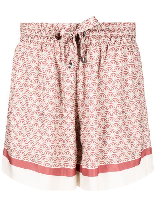 Geometric-print silk shorts - Red