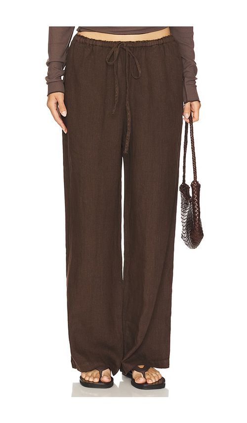 VIR VITA Delphine Linen Pant in Chocolate. - XS also in
