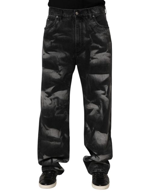 Black Marbled Effect Jeans — Black