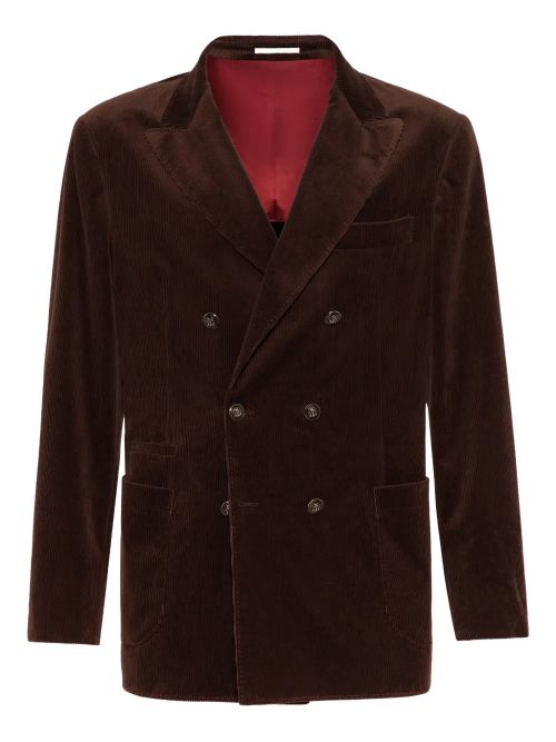Cotton-Cashmere Corduroy Blazer — Brown
