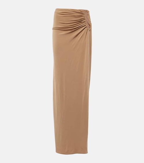 Ruched mid-rise maxi skirt