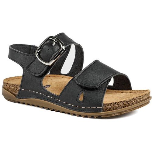 Pavers Women's Wide Fit Sandals with Buckle Detail in Black